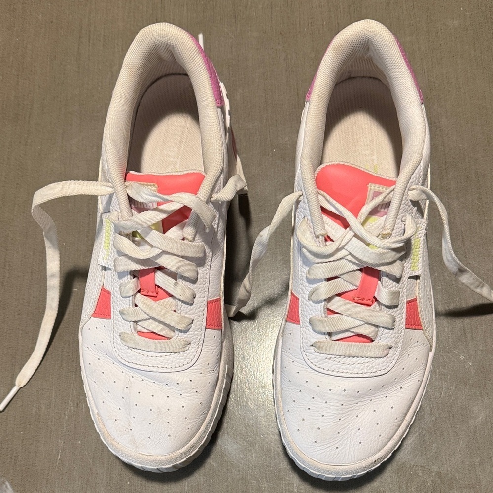 Puma White Sneakers with Pink Accents